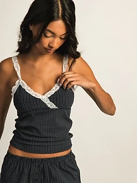 HARLOW LENI PRINT TANK TOP - NAVY