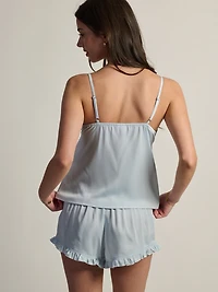 HARLOW BELLA SATIN TANK - BLEU