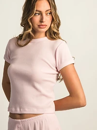 HARLOW ALLIE WAFFLE TEE - LIGHT PINK