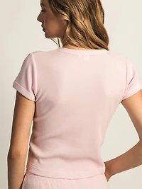 HARLOW ALLIE WAFFLE TEE - LIGHT PINK