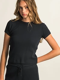 HARLOW ALLIE WAFFLE TEE - NAVY