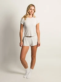 HARLOW ALLIE WAFFLE TEE - MELANGE