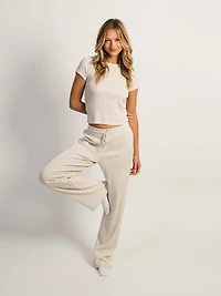 HARLOW ALLIE WAFFLE MELANGE TEE - OATMEAL