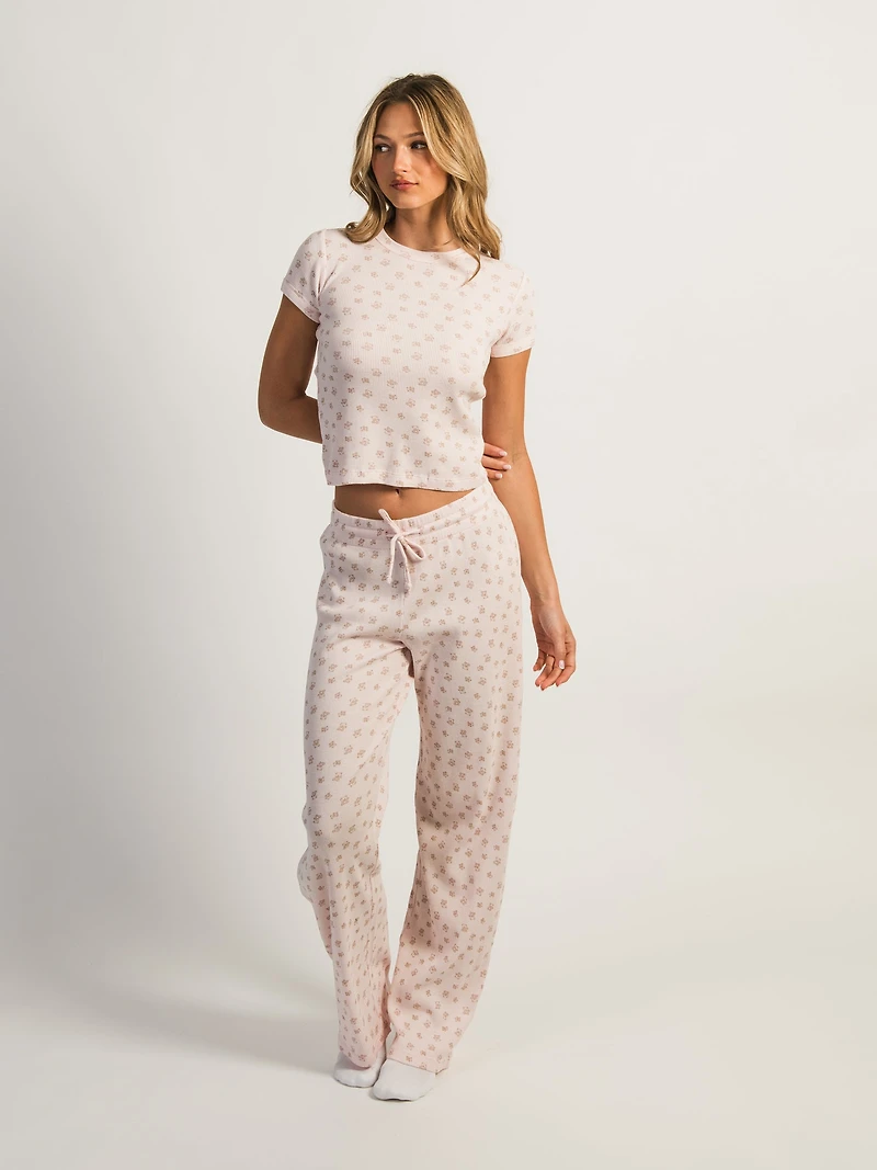 HARLOW ALLIE WAFFLE TEDDY TEE - BABY PINK