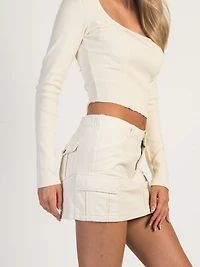 HARLOW KARLY CARGO SKIRT - CREAM CLEARANCE