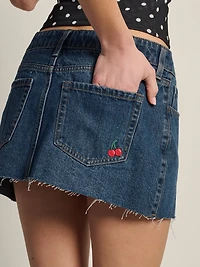 HARLOW DAISY DENIM SKORT - EMBROIDERED