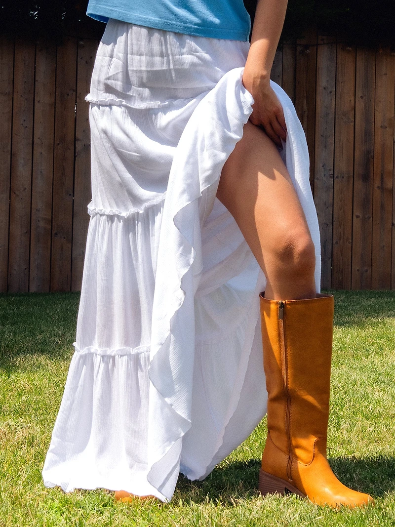 HARLOW TIERED SKIRT - WHITE