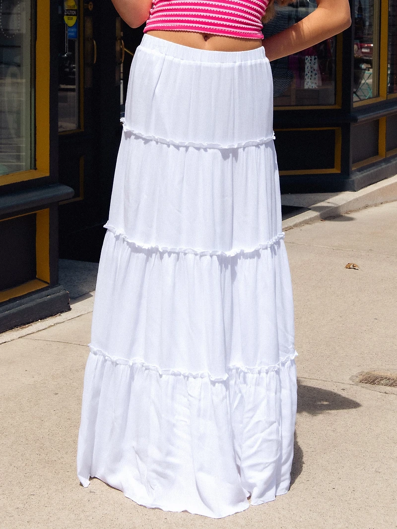 HARLOW TIERED SKIRT - WHITE