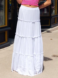 HARLOW TIERED SKIRT - WHITE