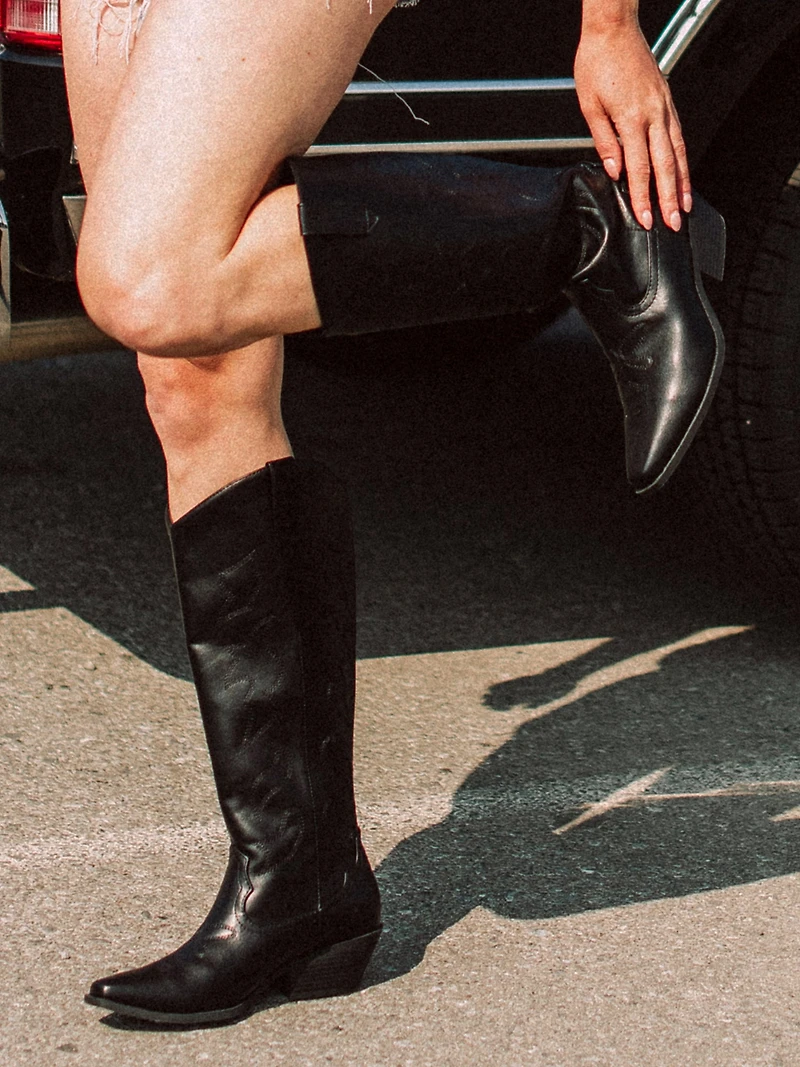 BOTTES DE COW-BOY HARLOW STASSIE POUR FEMMES - NOIR