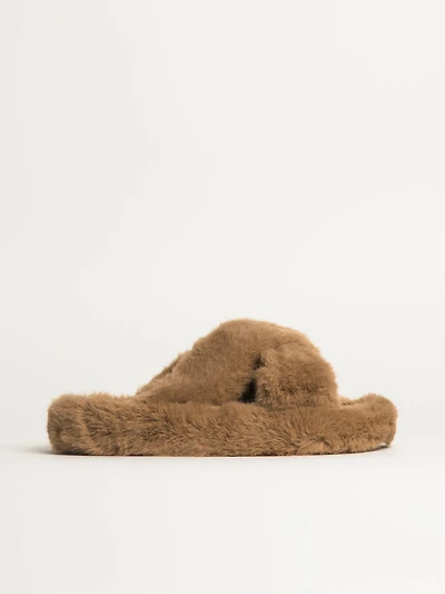 WOMENS HARLOW CROSSOVER SLIPPER - LIGHT BROWN