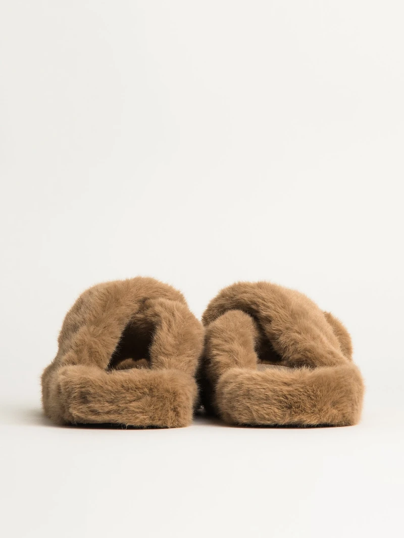 WOMENS HARLOW CROSSOVER SLIPPER - LIGHT BROWN