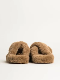 WOMENS HARLOW CROSSOVER SLIPPER - LIGHT BROWN