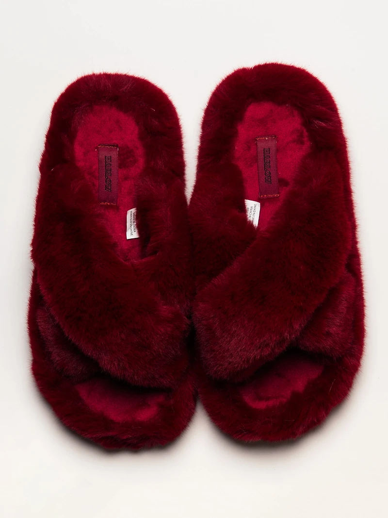 HARLOW PANTOUFLE CROSSOVER FEMME - ROUGE
