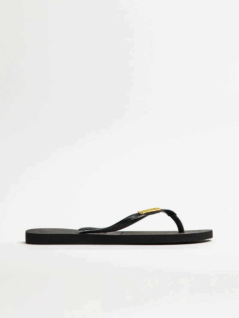 WOMENS HAVAIANAS SLIM LOGO METALLIC -BLACK
