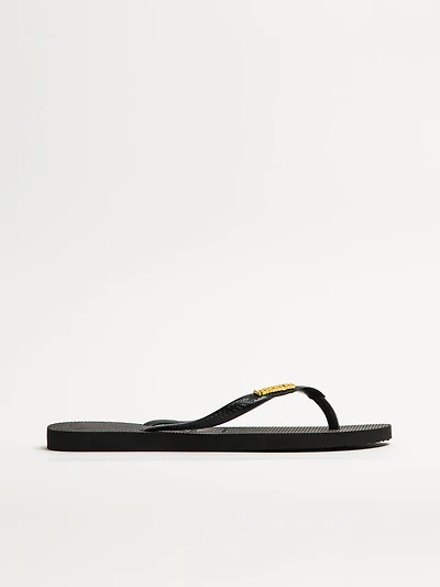 WOMENS HAVAIANAS SLIM LOGO METALLIC -BLACK