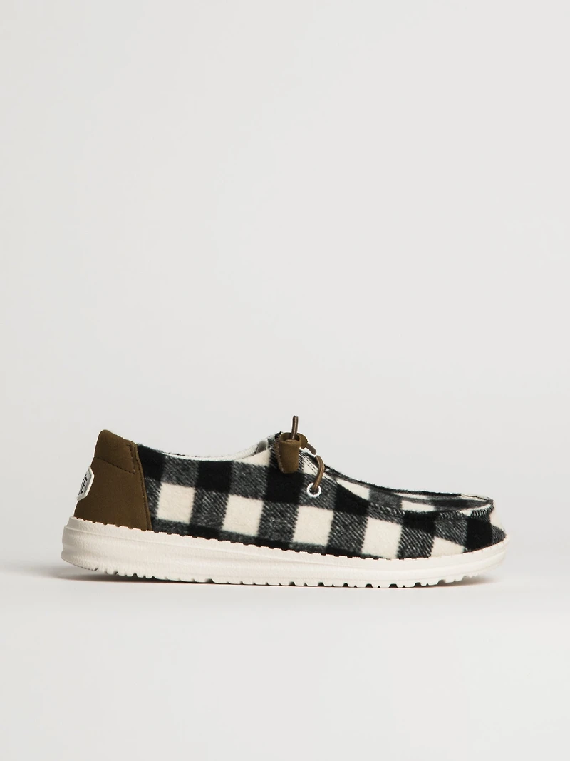 WOMENS HEYDUDE WENDY BUFFALO PLAID - WHITE/BLACK