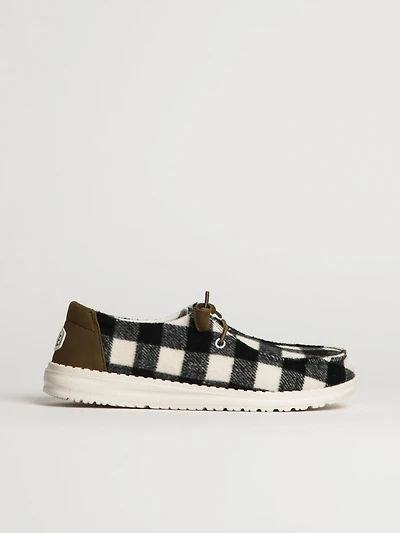WOMENS HEYDUDE WENDY BUFFALO PLAID - WHITE/BLACK