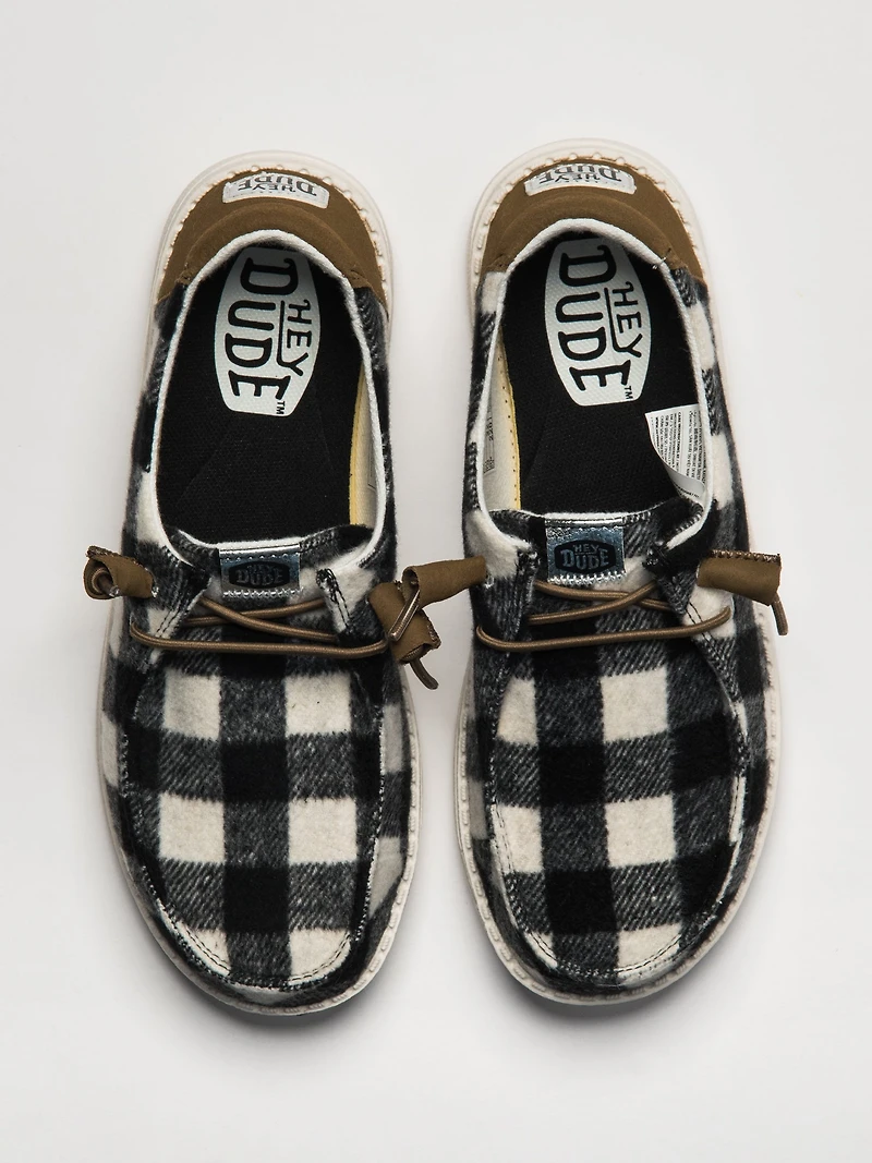WOMENS HEYDUDE WENDY BUFFALO PLAID - WHITE/BLACK