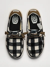 WOMENS HEYDUDE WENDY BUFFALO PLAID - WHITE/BLACK