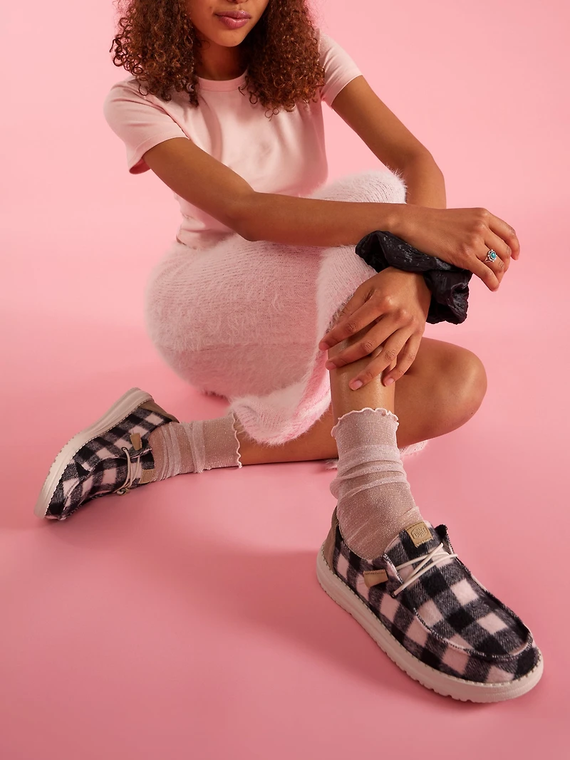 WOMENS HEYDUDE WENDY BUFFALO PLAID - BLACK/PINK