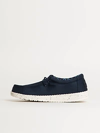 KIDS HEYDUDE WALLY YOUTH STRETCH CANVAS - NAVY