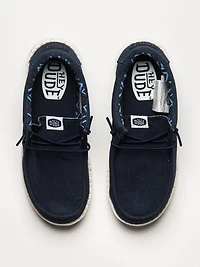 KIDS HEY DUDE WALLY YOUTH STRETCH CANVAS - NAVY