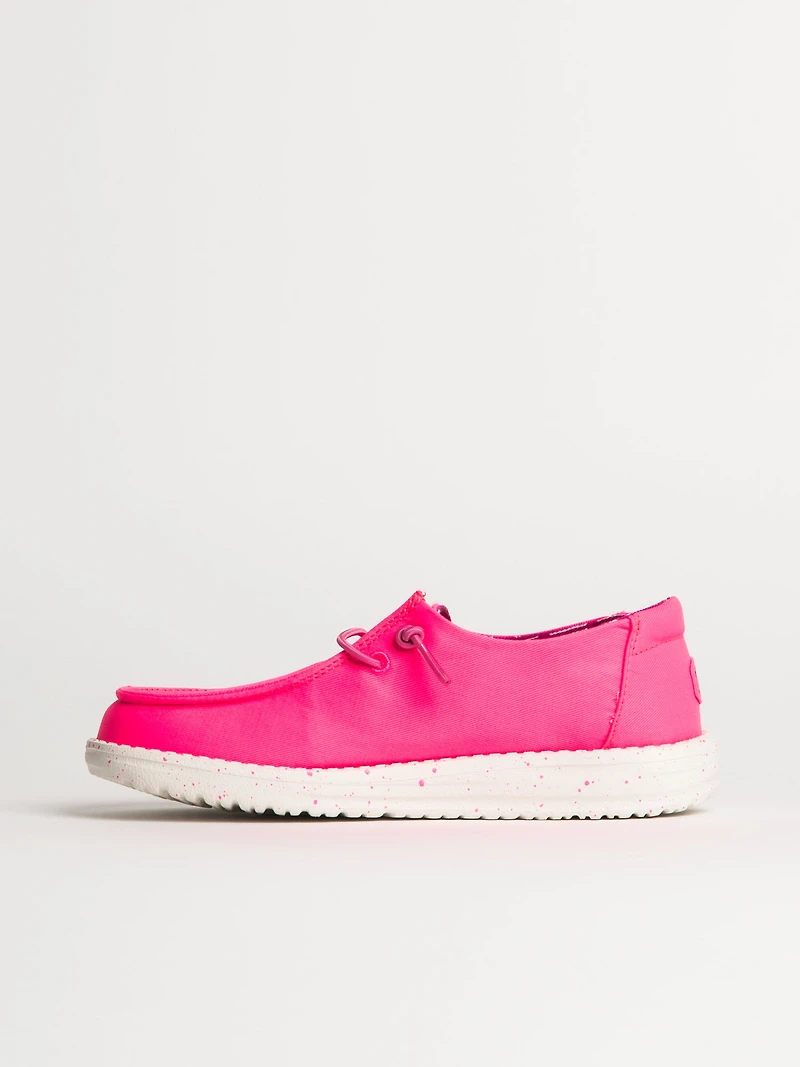 KIDS HEY DUDE WENDY YOUTH STRTECH CANVAS - PINK