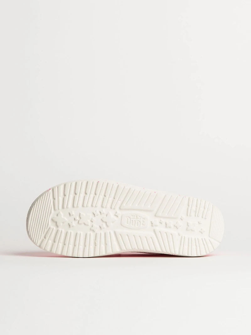 KIDS HEY DUDE WENDY YOUTH STRTECH CANVAS - PINK