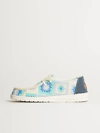 WOMENS HEYDUDE WENDY COTTAGE CROCHET SNEAKER - BLUE