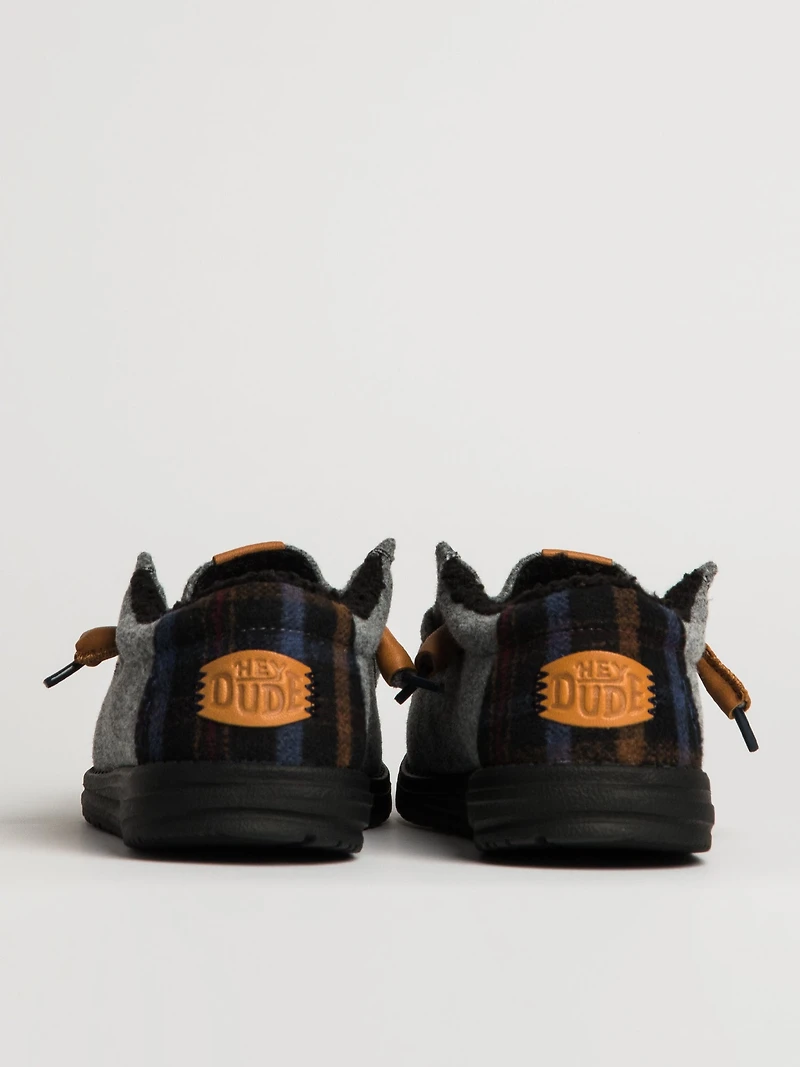 MENS HEYDUDE WALLY COZY PLAID - GREY