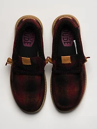 MENS HEYDUDE WALLY COZY PLAID - RED/BLACK