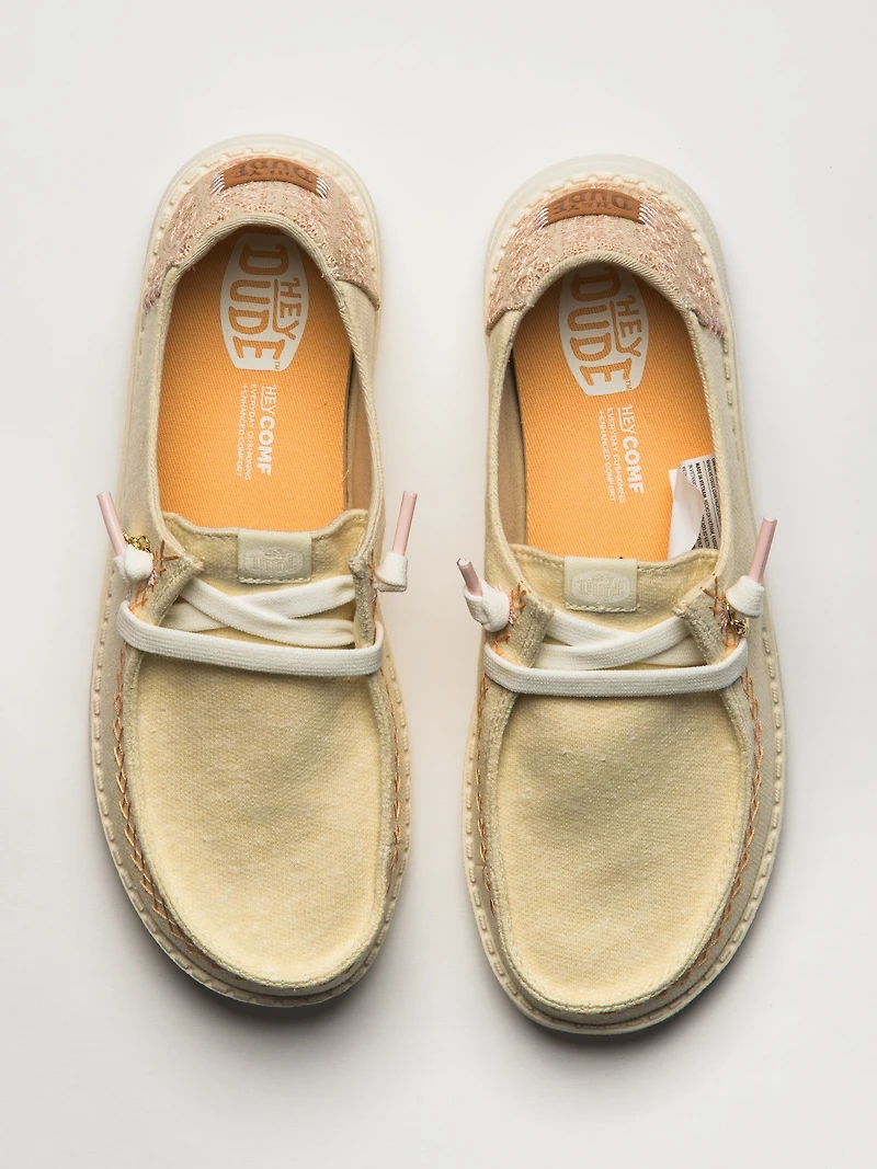 SNEAKERS WOMENS HEY DUDE WENDY BREAK SURF JERSEY - BONE