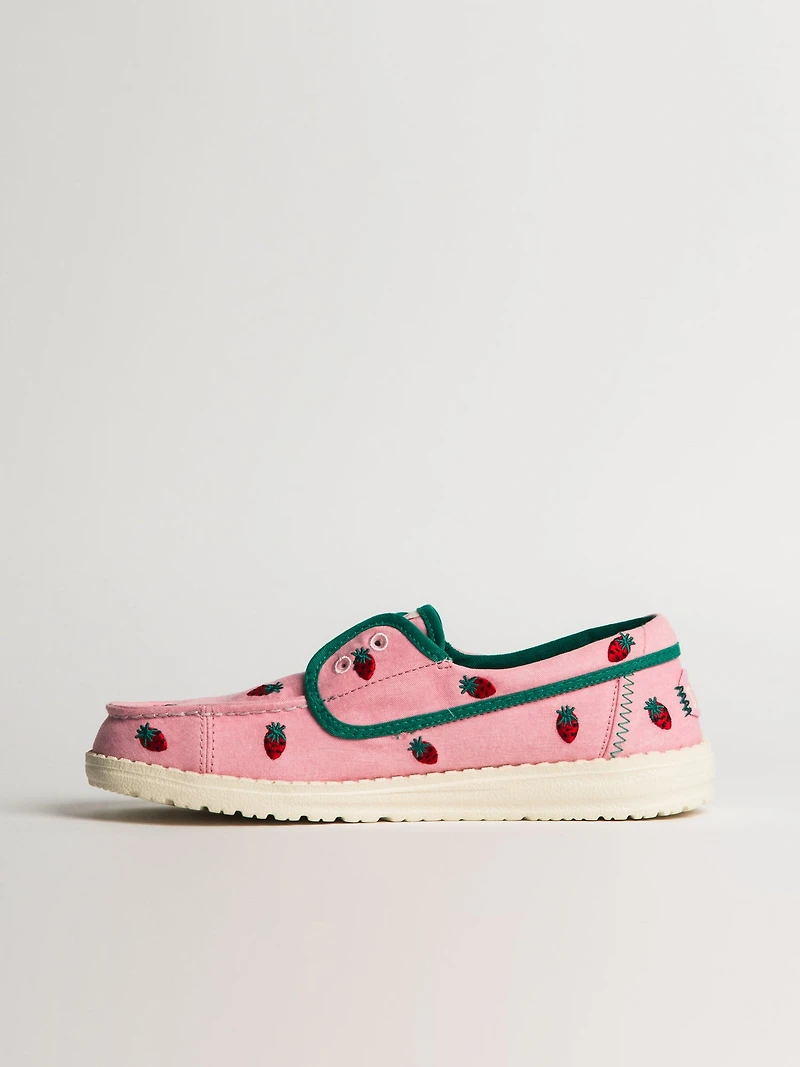 WOMENS HEY DUDE WENDY CRU EMBROIDERED STRAWBERRY - PINK