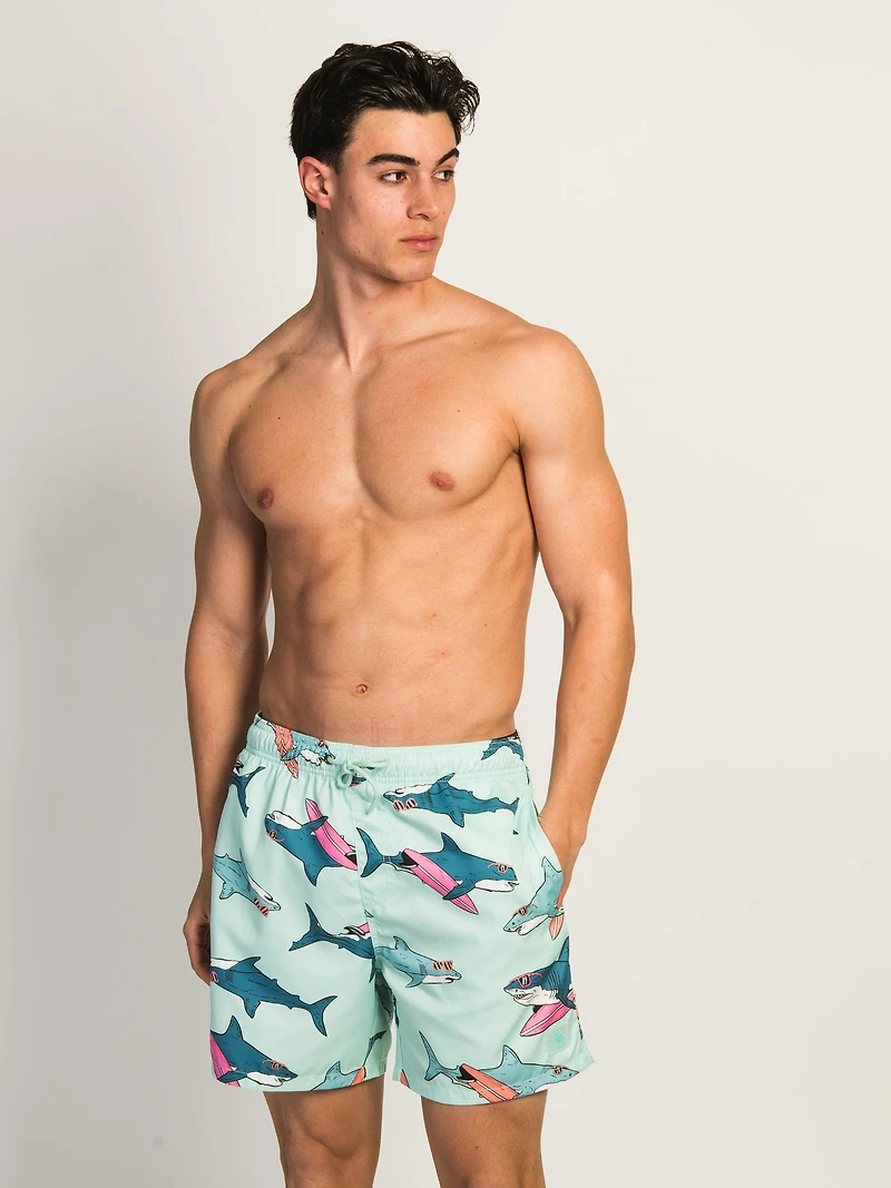ISLAND HAZE SURFING SHARK 5IN VOLLEY SHORT - AQUA
