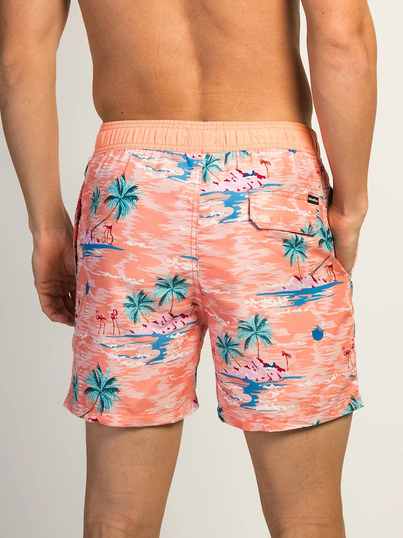 ISLAND HAZE PALM 5IN VOLLEY SHORT - PEACH