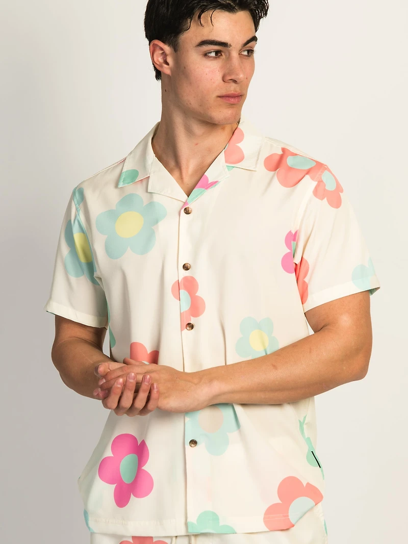 ISLAND HAZE DAISY SHORT SLEEVE WOVEN SHIRT - CREAM