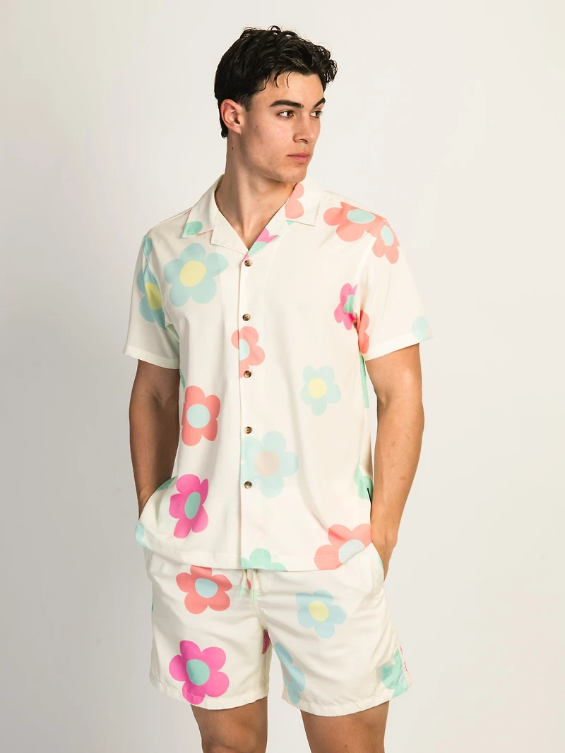 ISLAND HAZE DAISY SHORT SLEEVE WOVEN SHIRT - CREAM