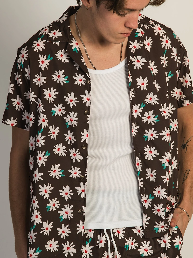 ISLAND HAZE FLORAL SHORT SLEEVE WOVEN