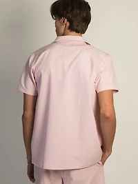 ISLAND HAZE SEERSUCKER SHORT SLEEVE WOVEN - LIGHT ROSE