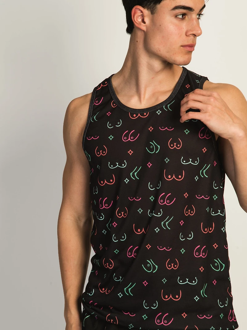 ISLAND HAZE BOOBIES AOP TANK - NOIR/NOIR