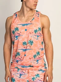ISLAND HAZE PALM ALL OVER PRINT TANK TOP - PEACH