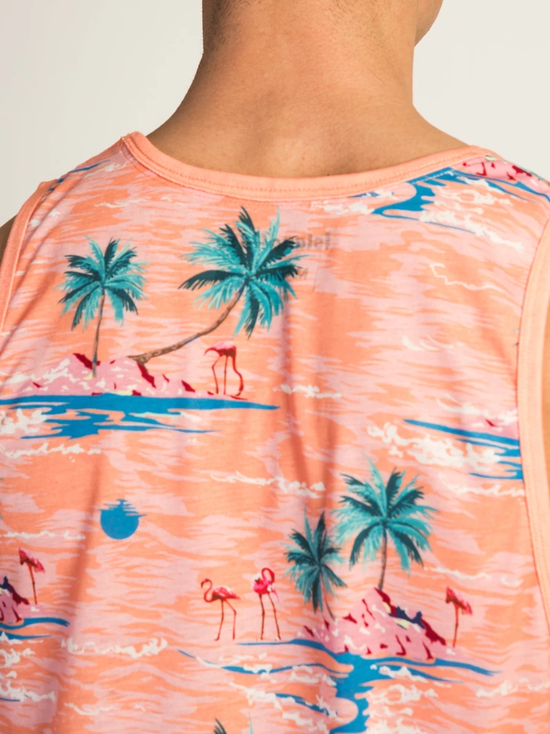 ISLAND HAZE PALM ALL OVER PRINT TANK TOP - PEACH