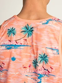 ISLAND HAZE PALM ALL OVER PRINT TANK TOP - PEACH