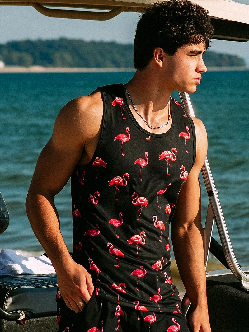 KOLBY FLAMINGO TANK TOP - BLACK