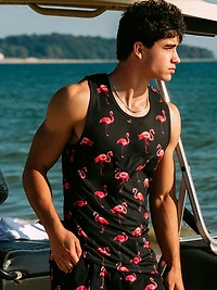 KOLBY FLAMINGO TANK TOP - BLACK