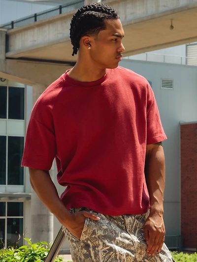 KOLBY SHORT CUT KNIT TEE- CRANBERRY