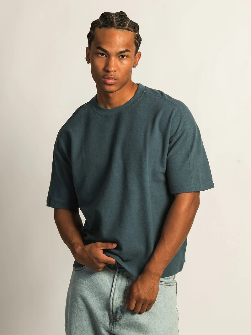 KOLBY SHORT CUT KNIT TEE - TEAL