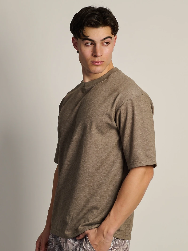 KOLBY BOXY FIT TEE - HEATHER BROWN