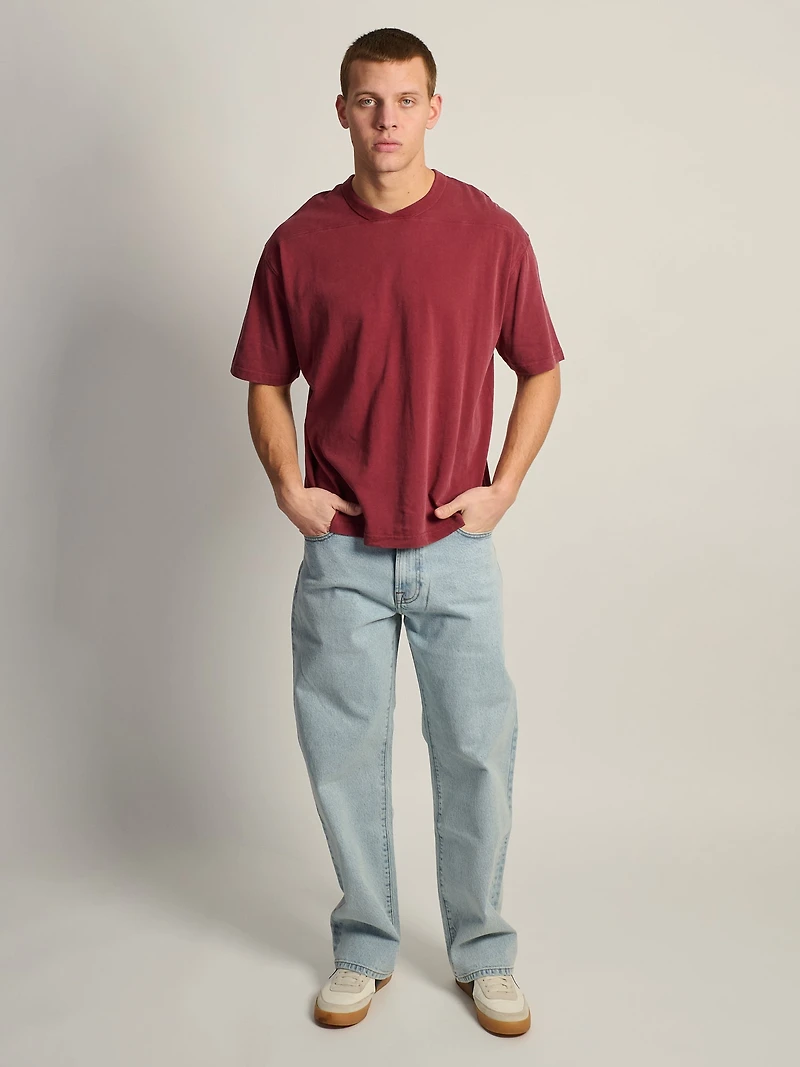 KOLBY LOOSE FIT FOOTBALL TEE - BURGUNDY